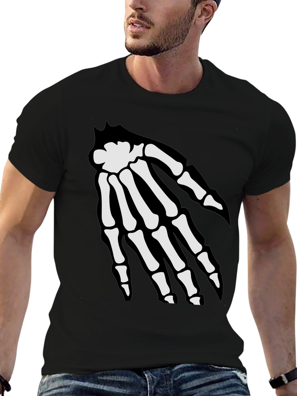 Skeleton Hand Graphic Tee - Spooky Black T-Shirt