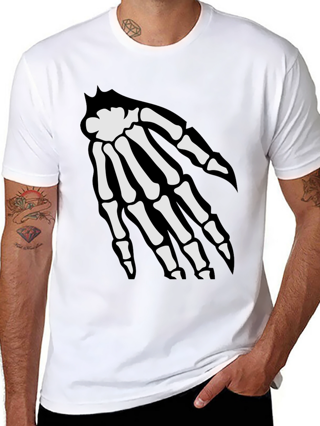 Skeleton Hand Graphic Tee - Spooky Black T-Shirt