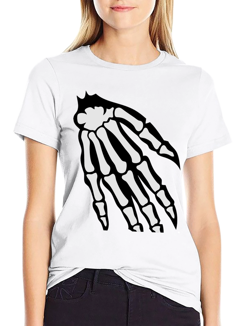 Skeleton Hand Graphic Tee - Spooky Black T-Shirt