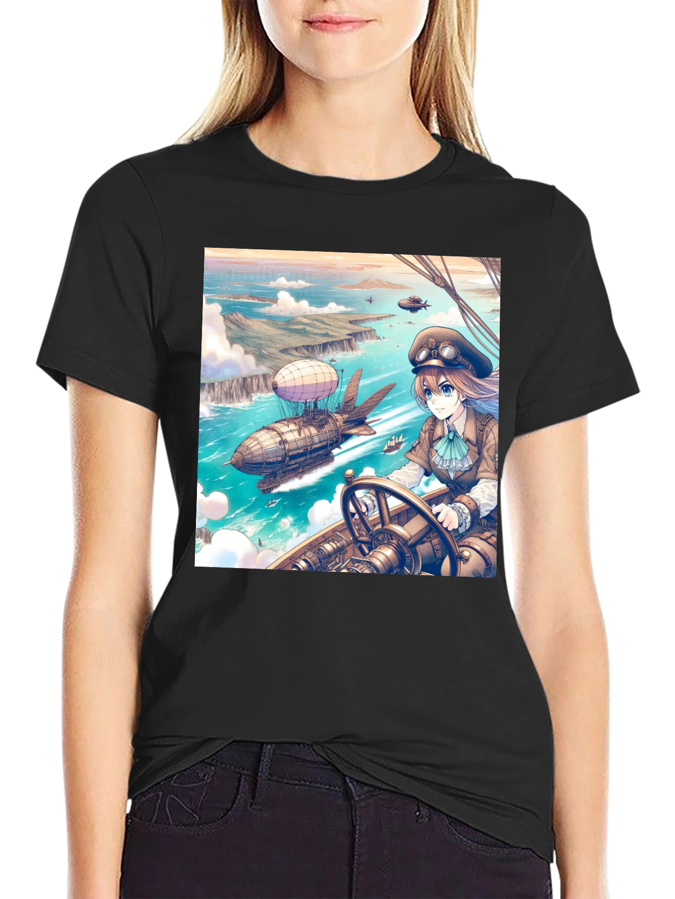 Anime Airship T-Shirt - Steampunk Style