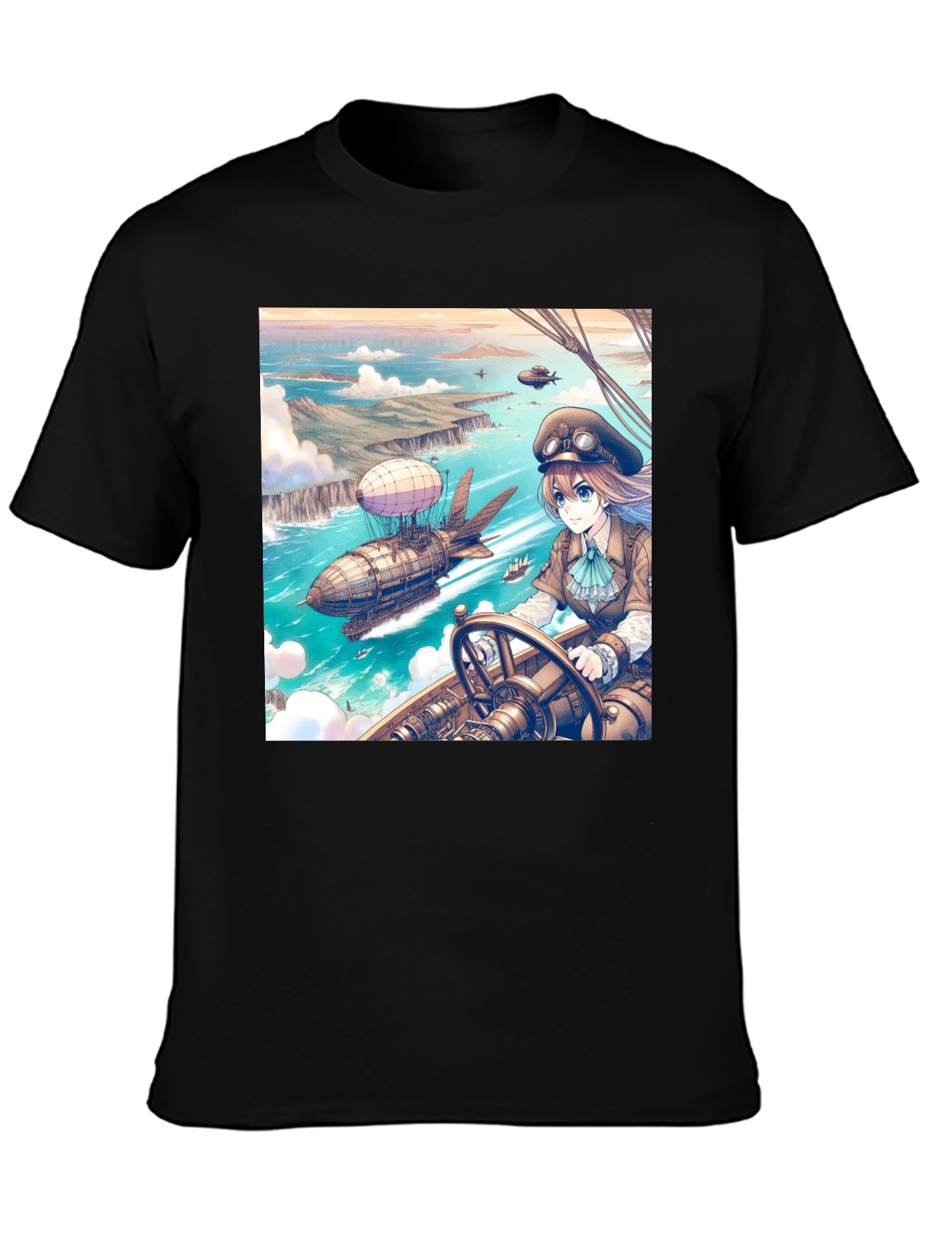Anime Airship T-Shirt - Steampunk Style