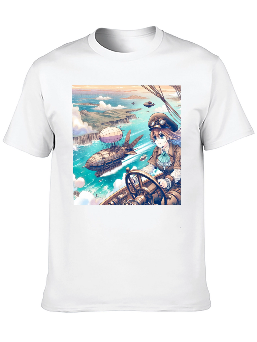 Anime Airship T-Shirt - Steampunk Style