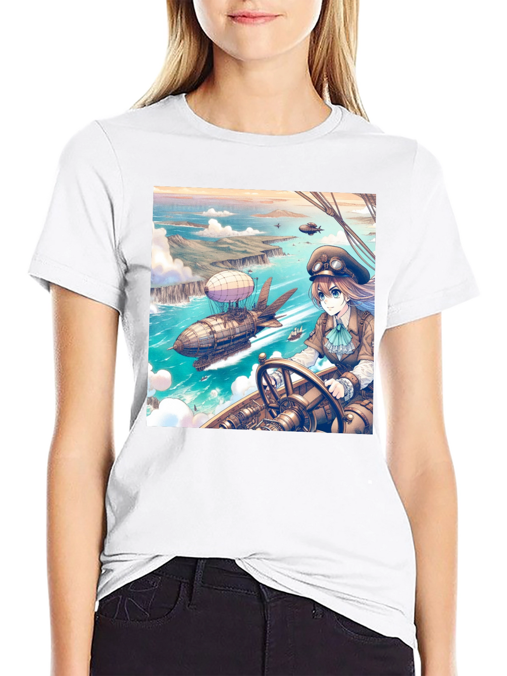 Anime Airship T-Shirt - Steampunk Style