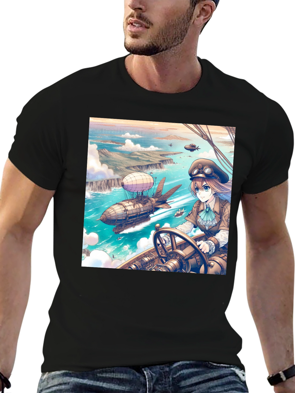 Anime Airship T-Shirt - Steampunk Style