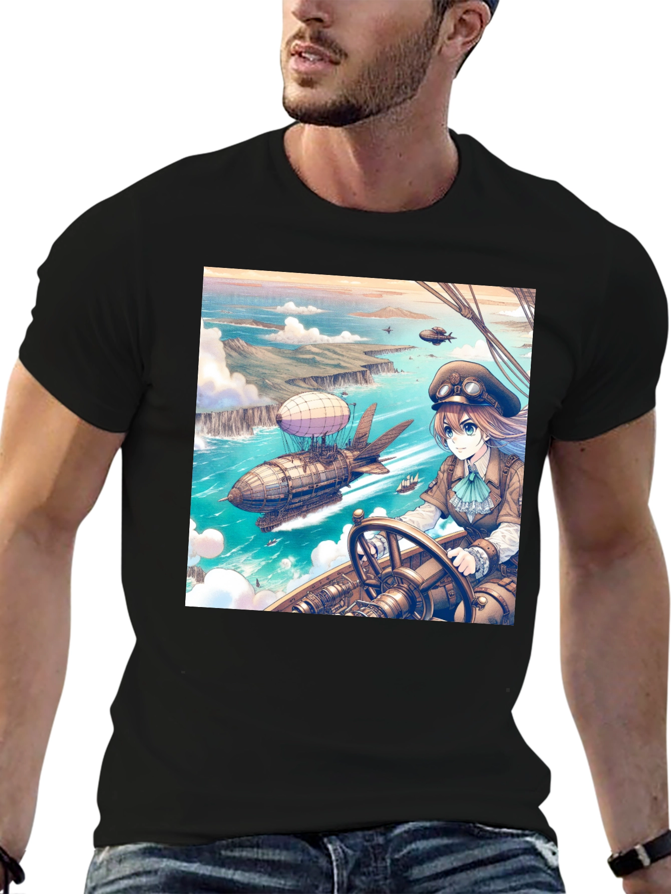 Anime Airship T-Shirt - Steampunk Style