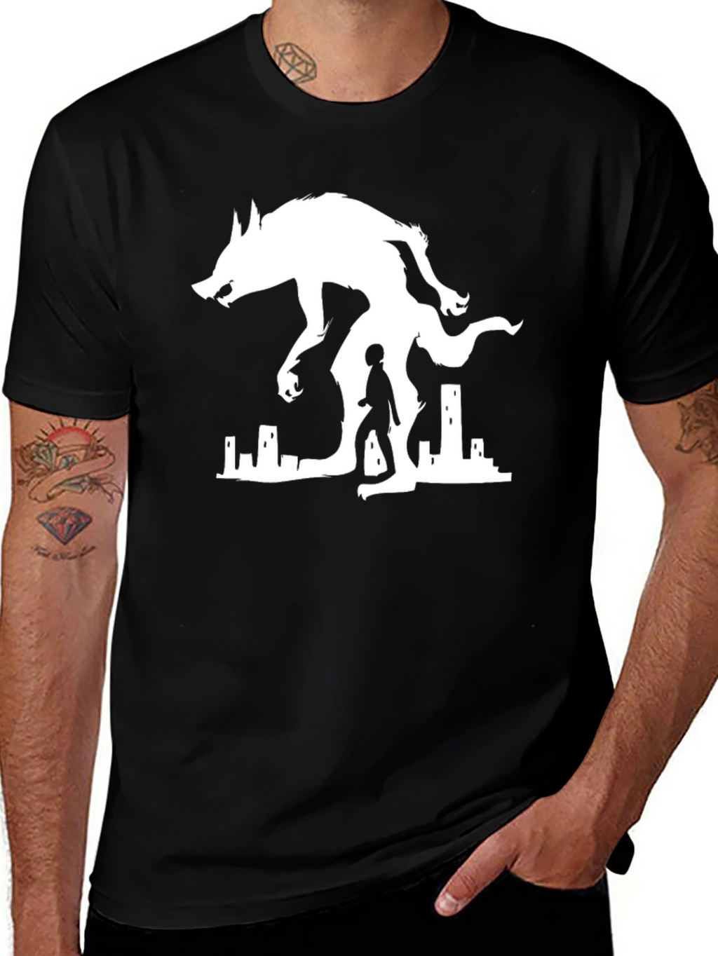 Werewolf Silhouette Graphic T-Shirt - Unique Design