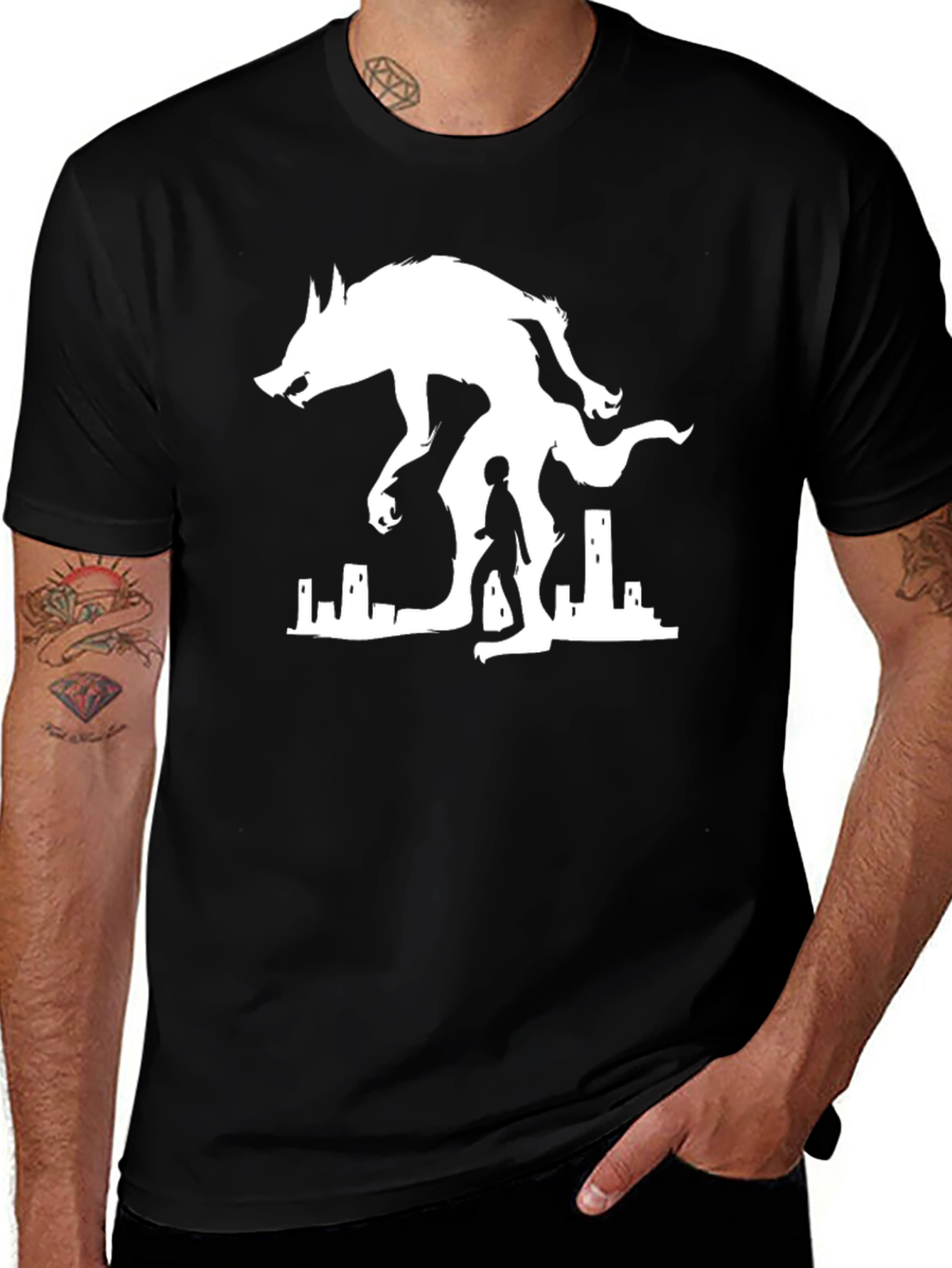 Werewolf Silhouette Graphic T-Shirt - Unique Design