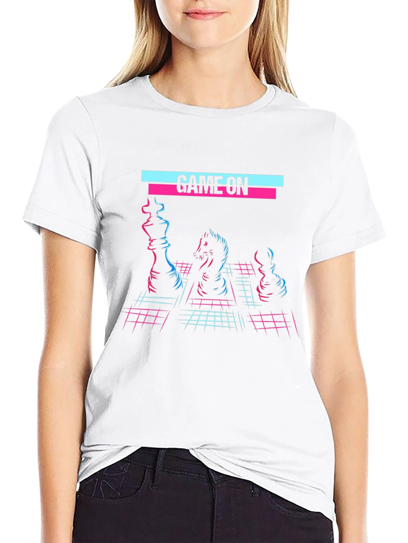 Retro Chess Game On Graphic T-Shirt