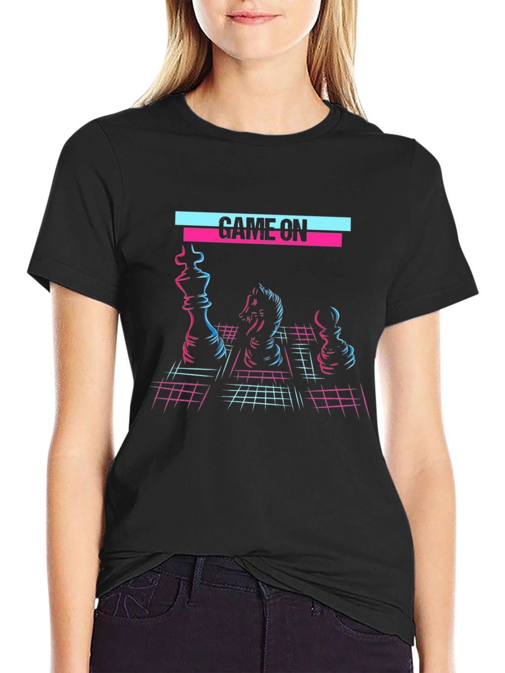 Retro Chess Game On Graphic T-Shirt