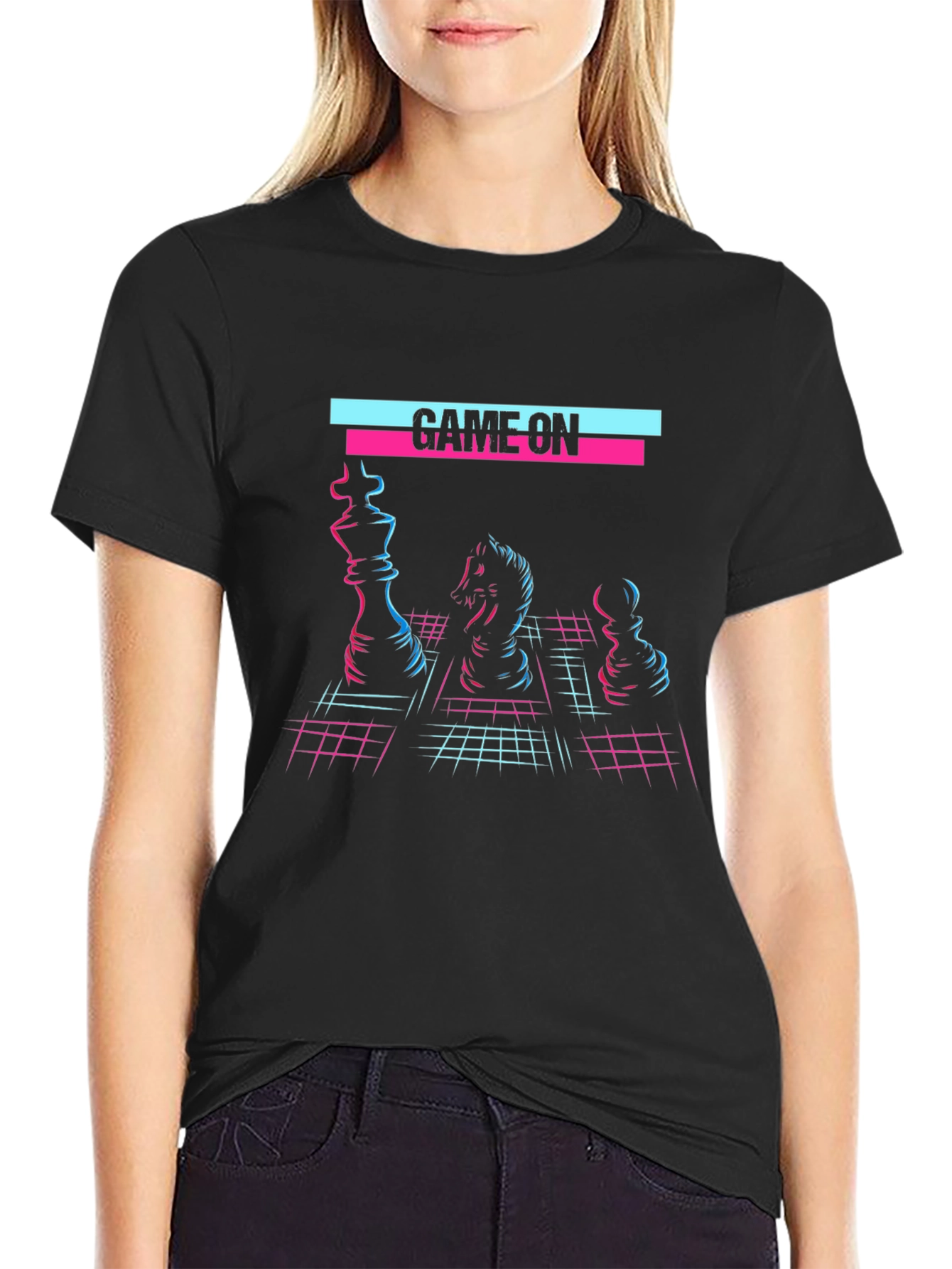 Retro Chess Game On Graphic T-Shirt