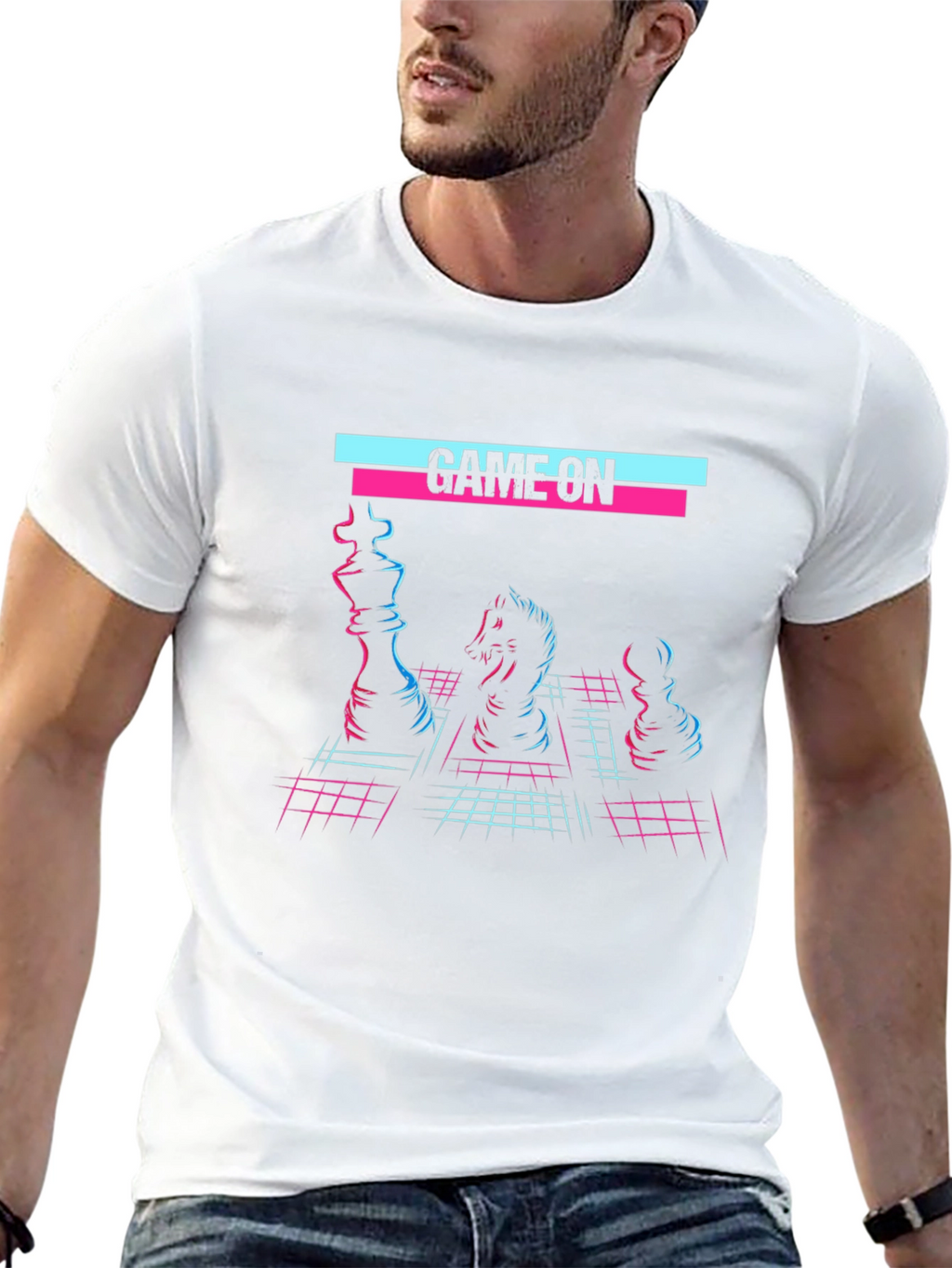 Retro Chess Game On Graphic T-Shirt