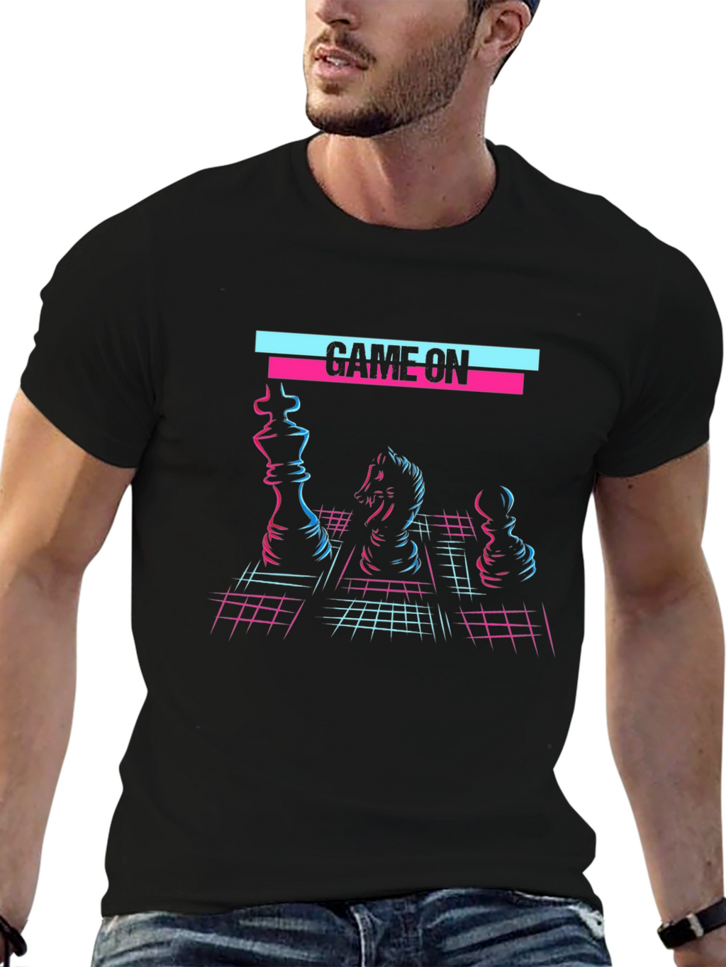 Retro Chess Game On Graphic T-Shirt