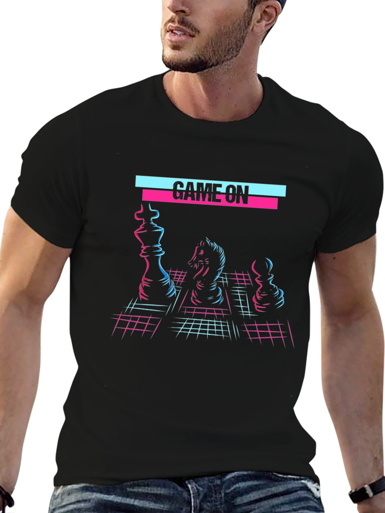 Retro Chess Game On Graphic T-Shirt