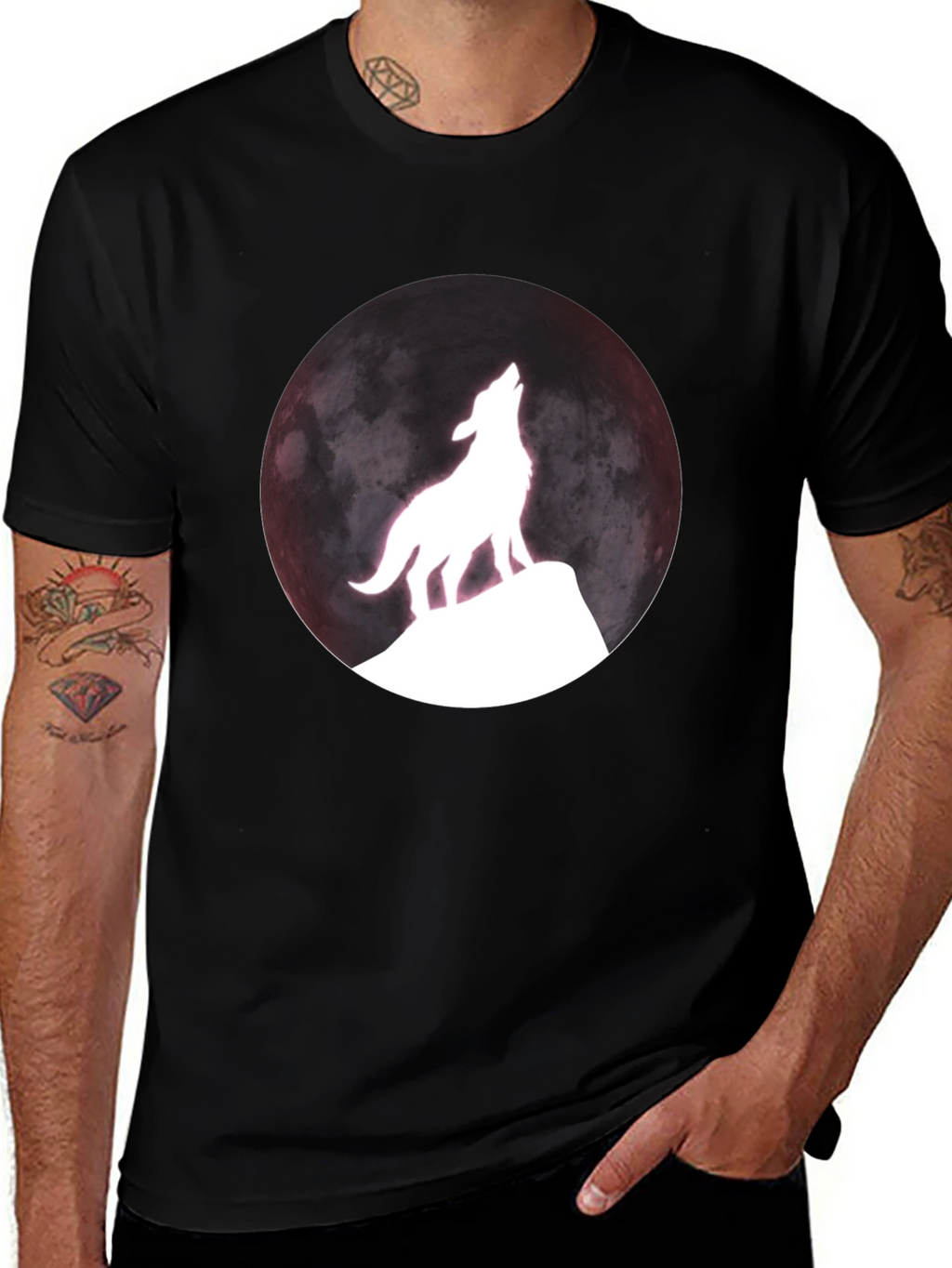 Wolf Moon Graphic T-Shirt - Black