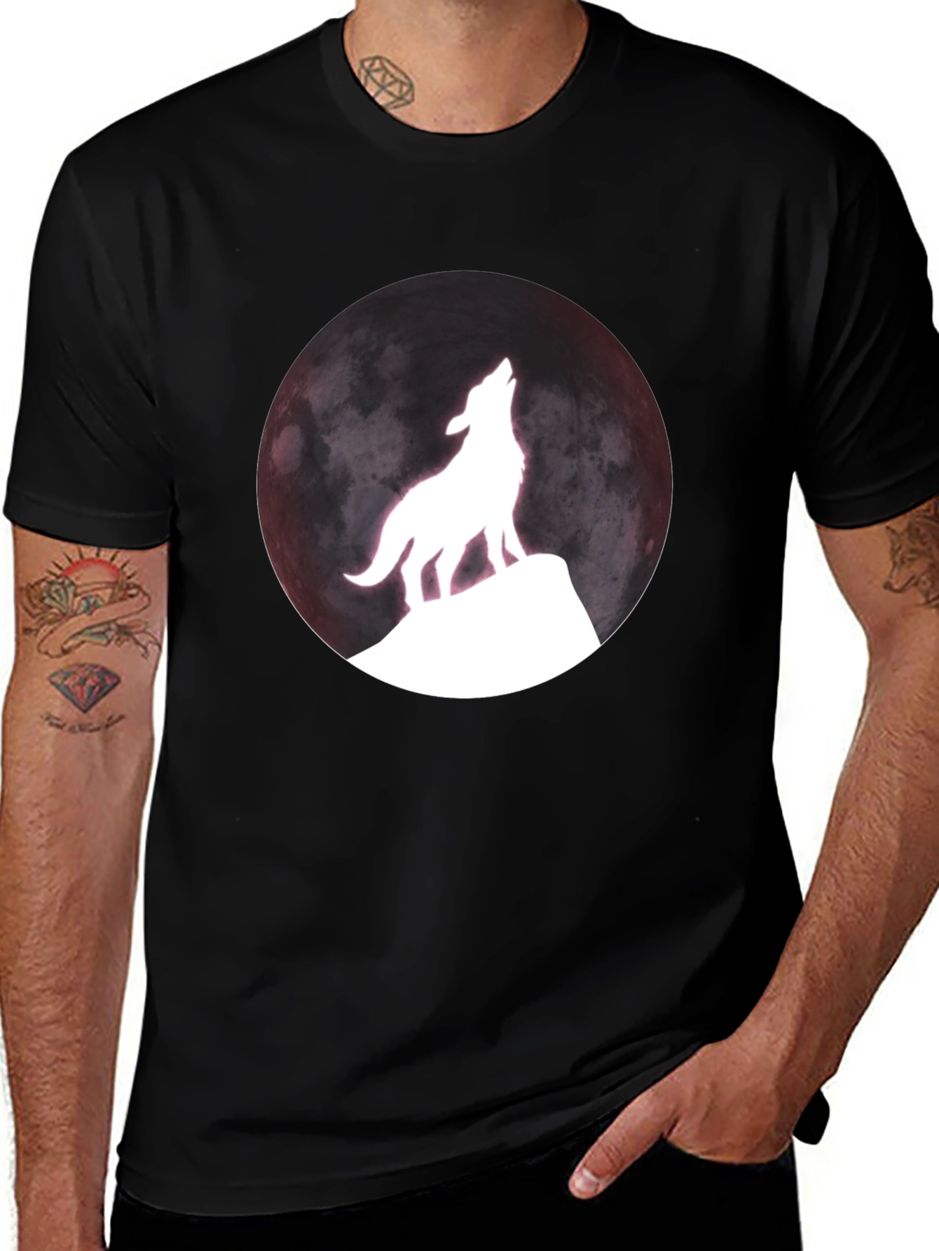 Wolf Moon Graphic T-Shirt - Black