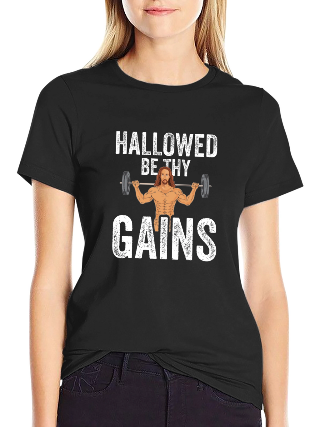 Hallowed Be Thy Gains Graphic T-Shirt - Black