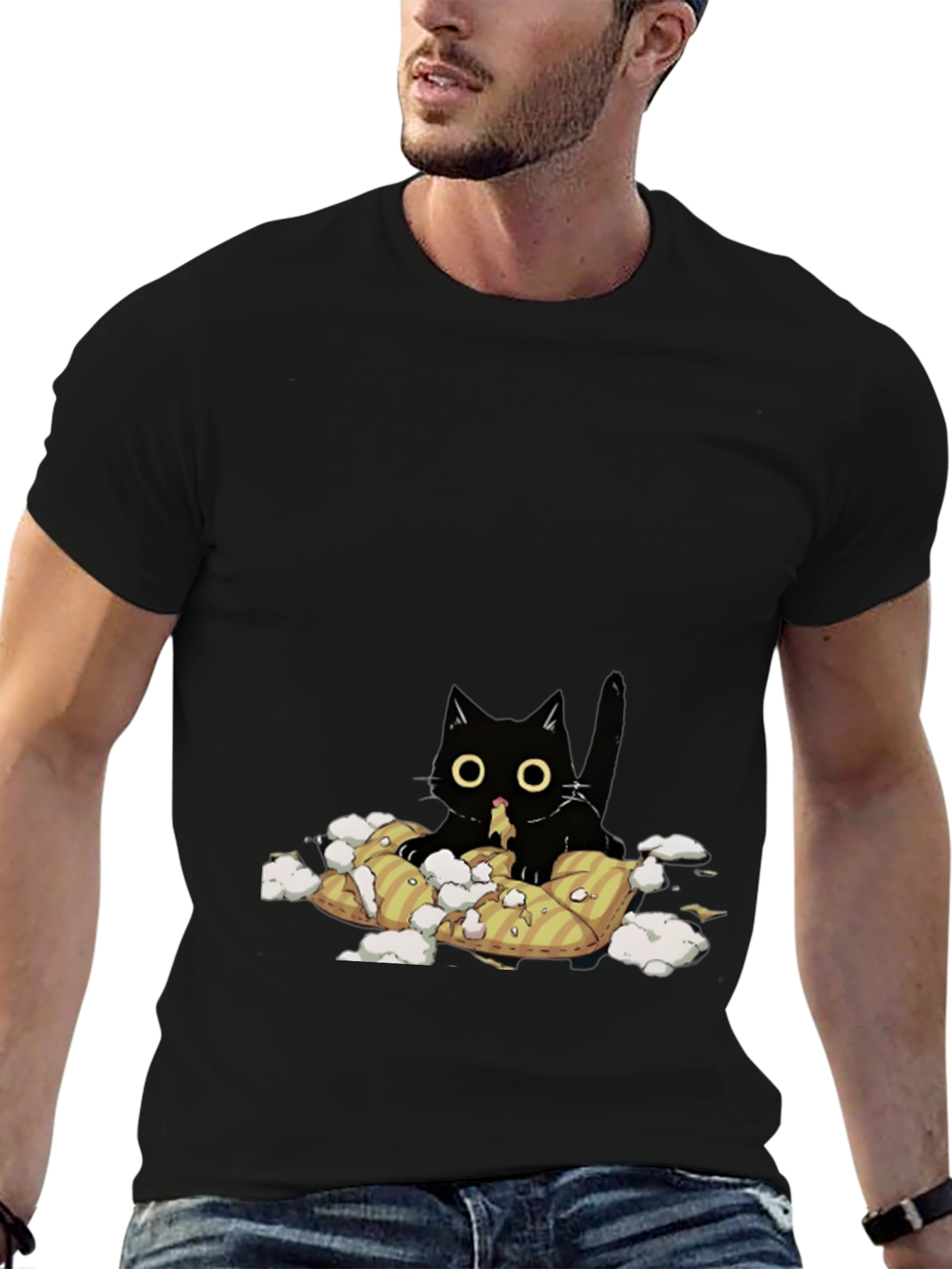 Black Cat Pillow Fight T-Shirt