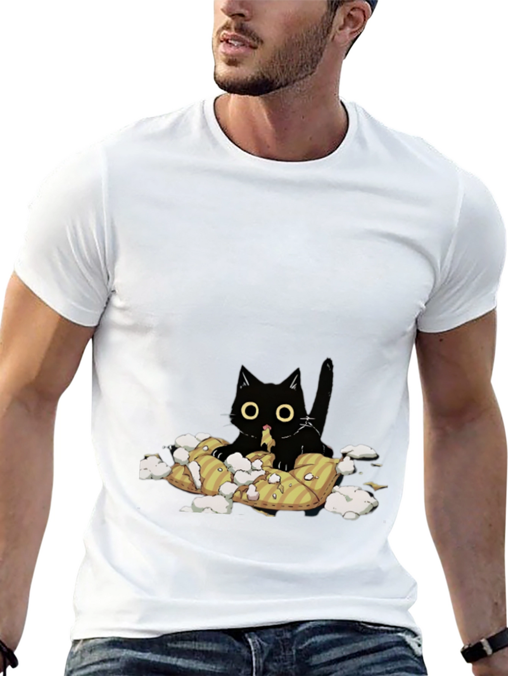 Black Cat Pillow Fight T-Shirt