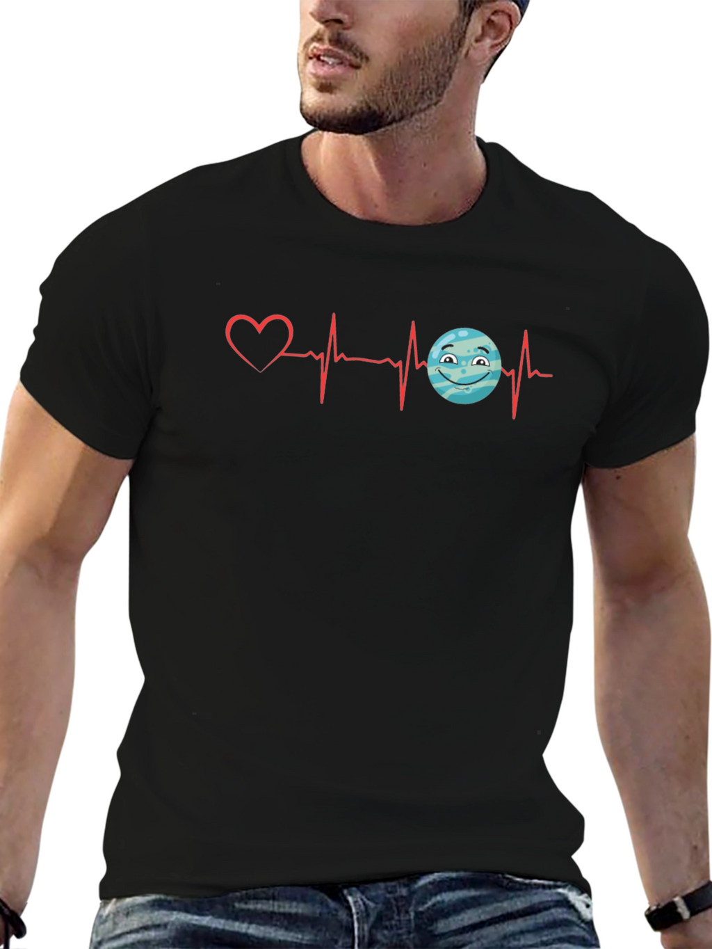 Heartbeat Love Planet Graphic T-Shirt