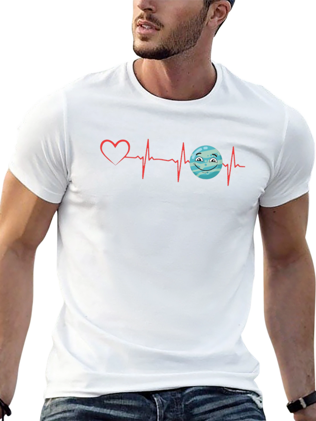 Heartbeat Love Planet Graphic T-Shirt