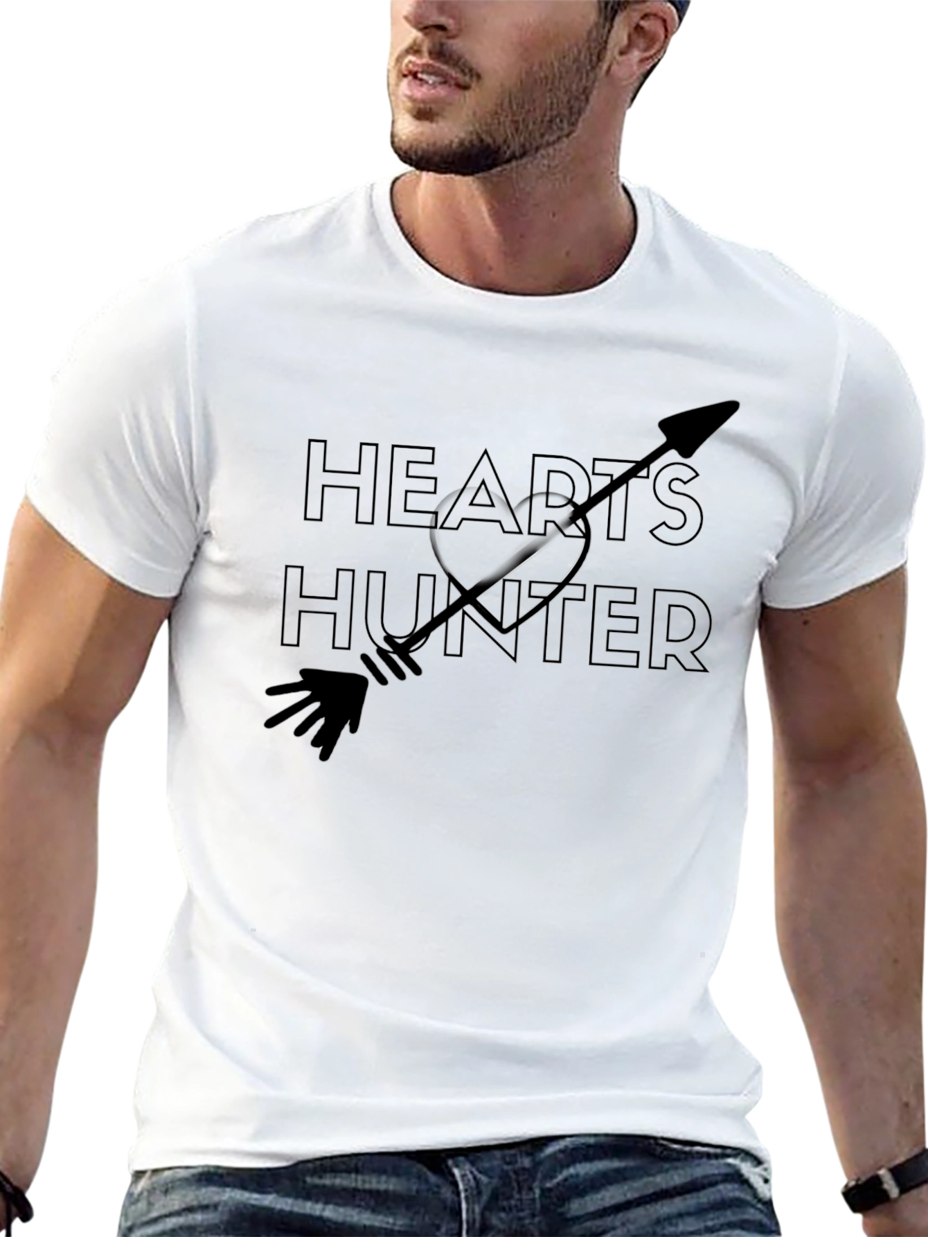 Hearts Hunter Graphic Tee - Black Cotton T-Shirt