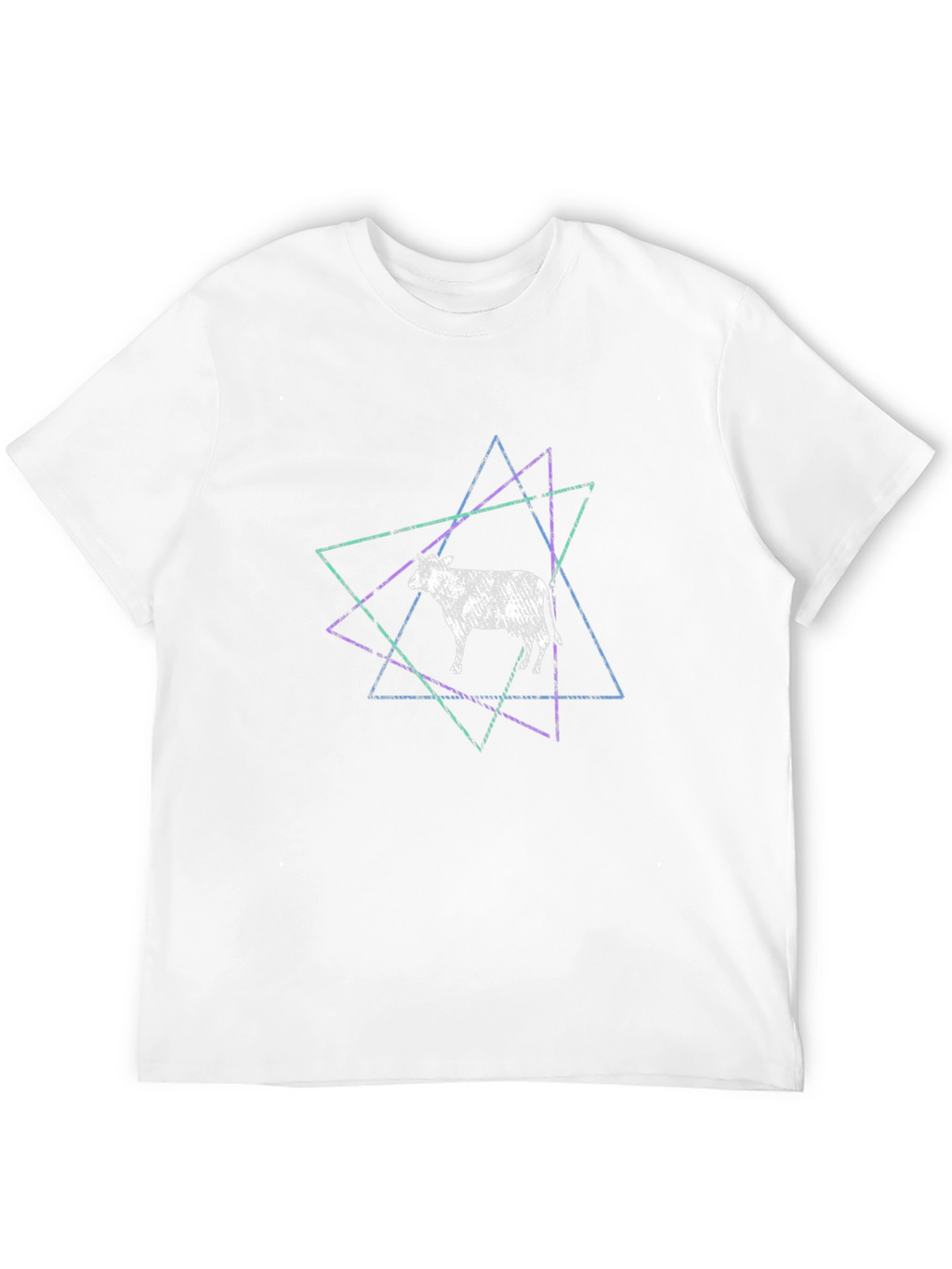Cow Geometric Graphic Print Black T-Shirt