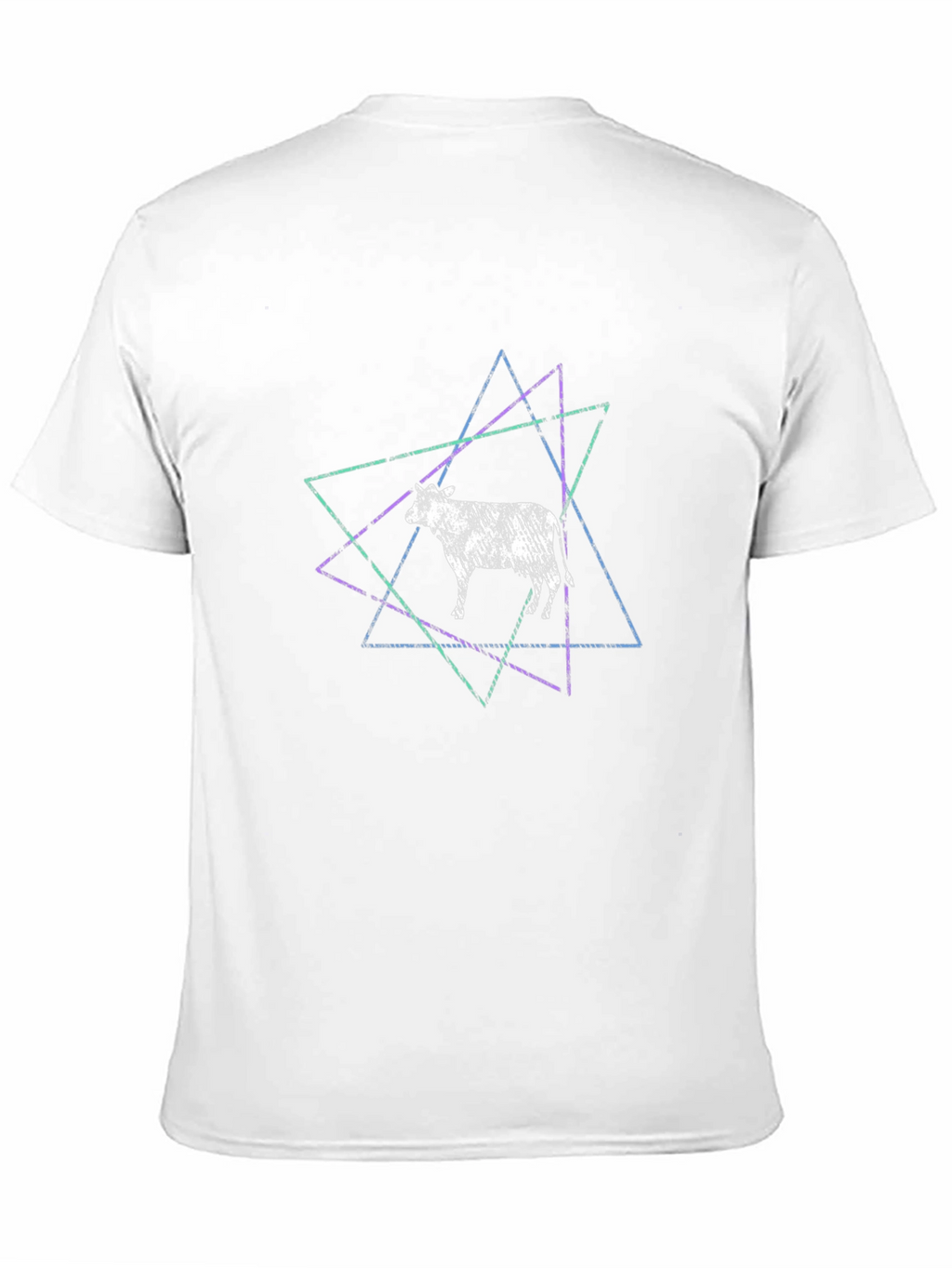 Cow Geometric Graphic Print Black T-Shirt