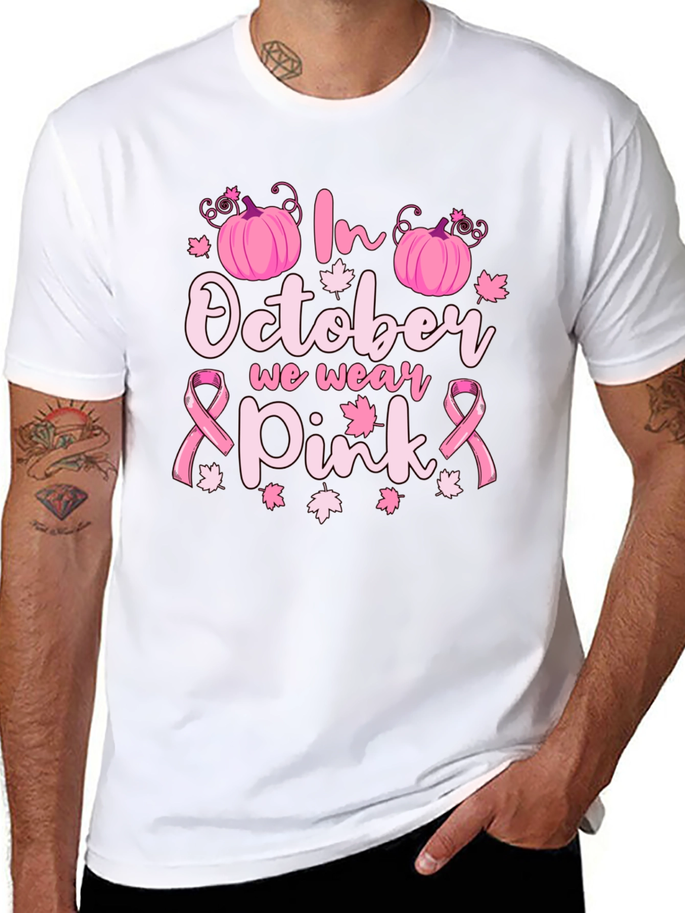 In October We Wear Pink Breast Cancer Awareness T-Shirt