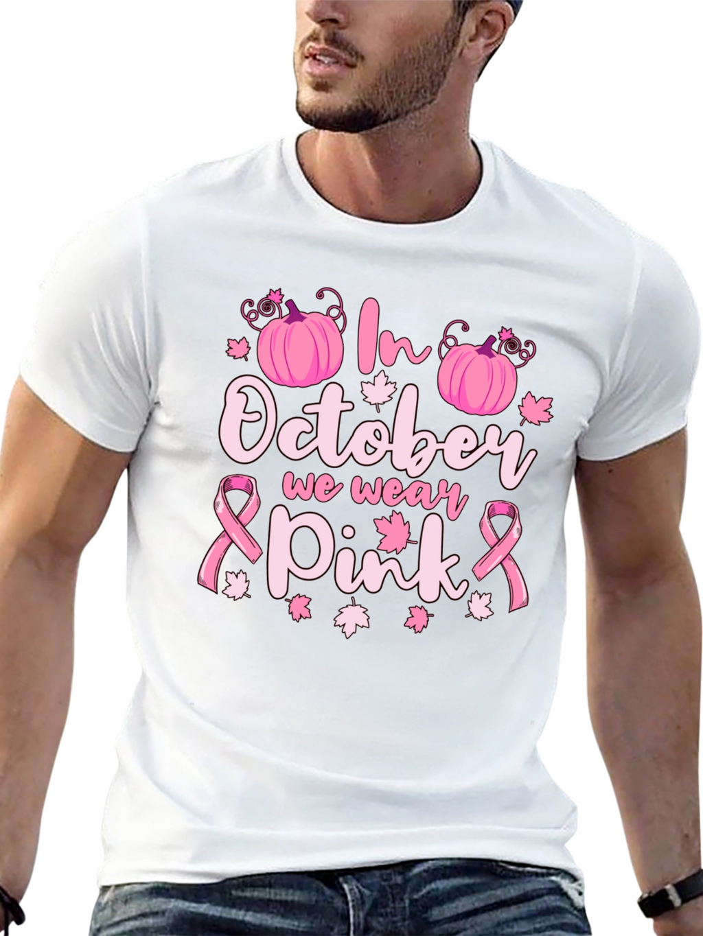In October We Wear Pink Breast Cancer Awareness T-Shirt
