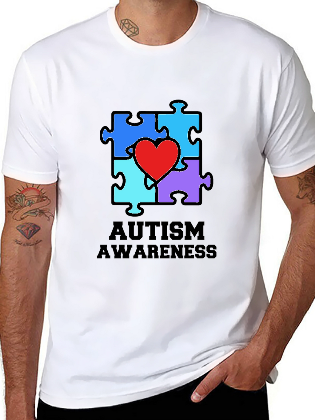 Autism Awareness Puzzle Heart Graphic Tee