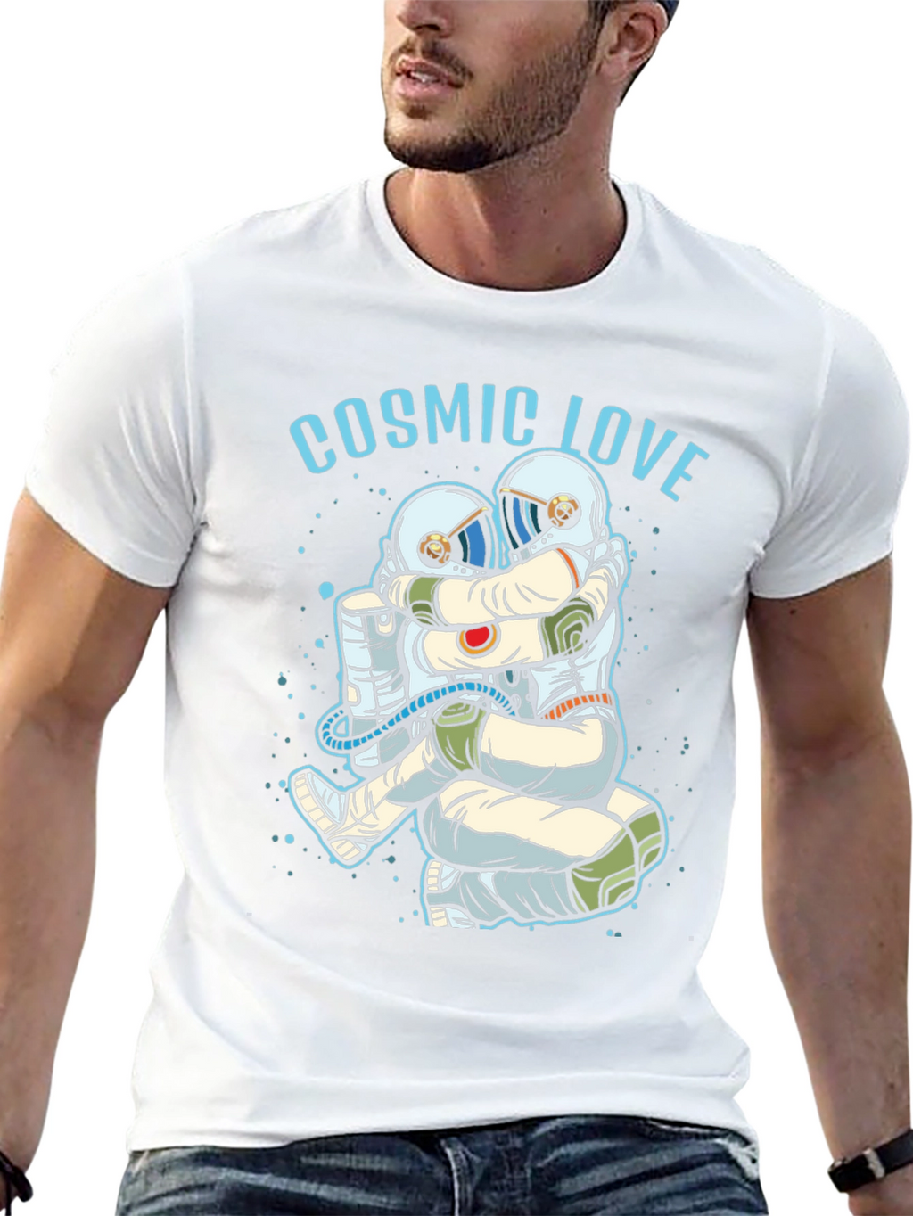 Cosmic Love Astronaut Graphic T-Shirt - Black
