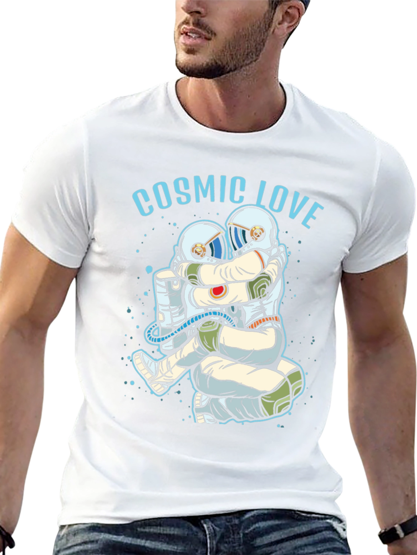 Cosmic Love Astronaut Graphic T-Shirt - Black
