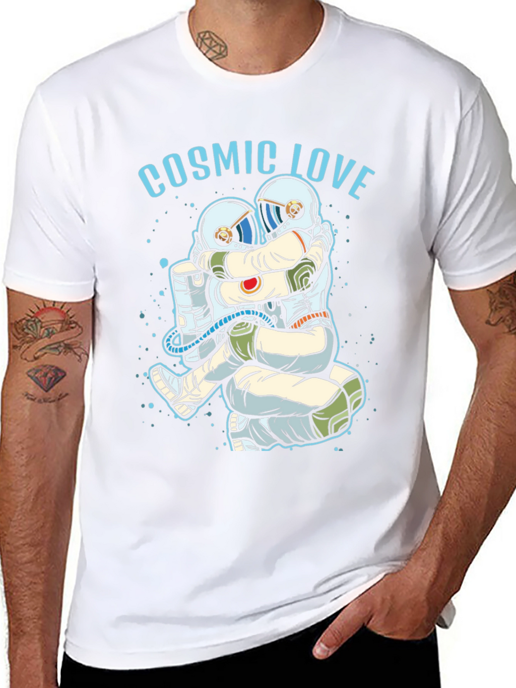 Cosmic Love Astronaut Graphic T-Shirt - Black