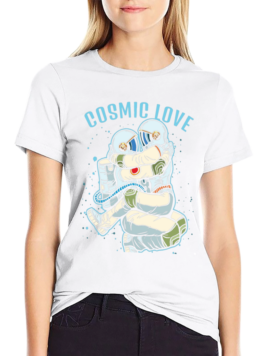 Cosmic Love Astronaut Graphic T-Shirt - Black