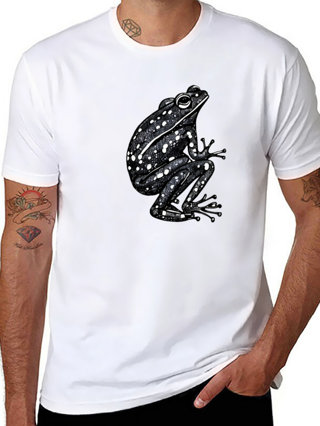 Spotted Frog Graphic Tee - Black Cotton T-Shirt