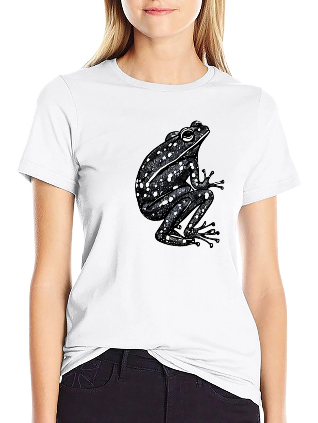 Spotted Frog Graphic Tee - Black Cotton T-Shirt