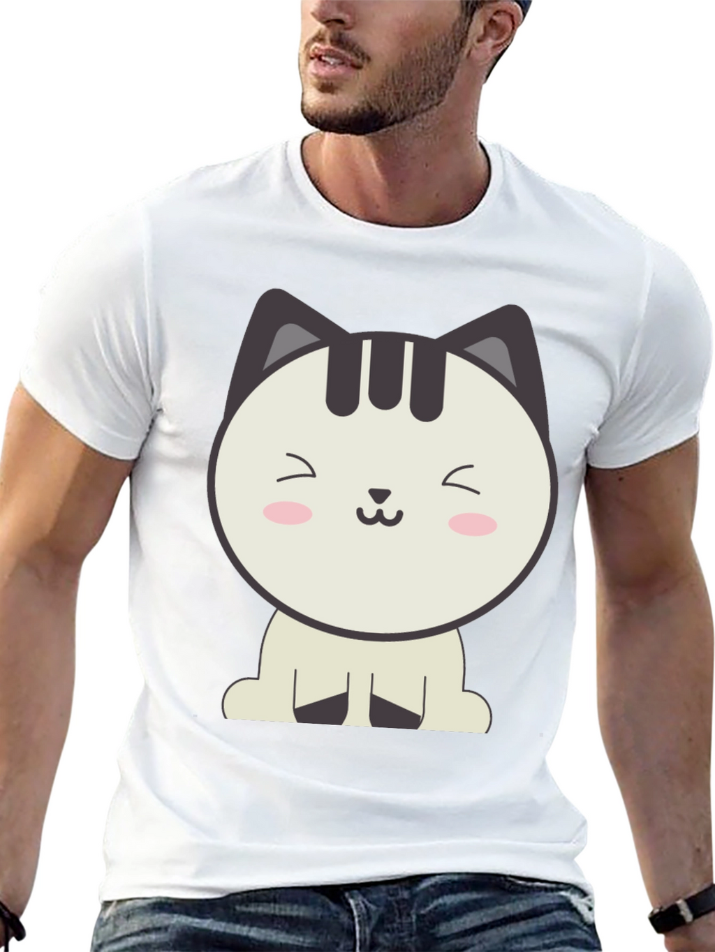 Cute Cartoon Cat Graphic T-Shirt