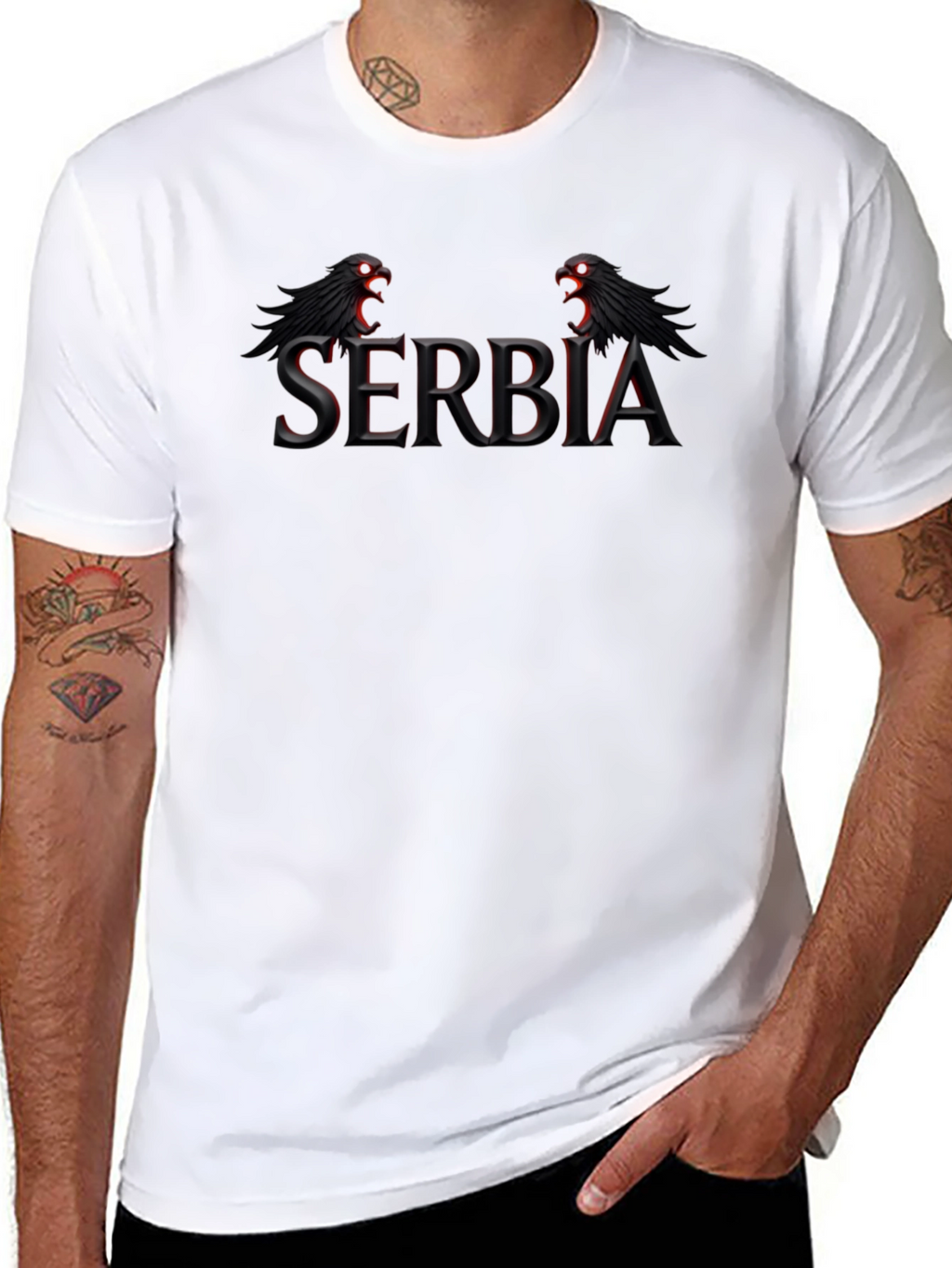 Serbia Eagle Graphic Black T-Shirt