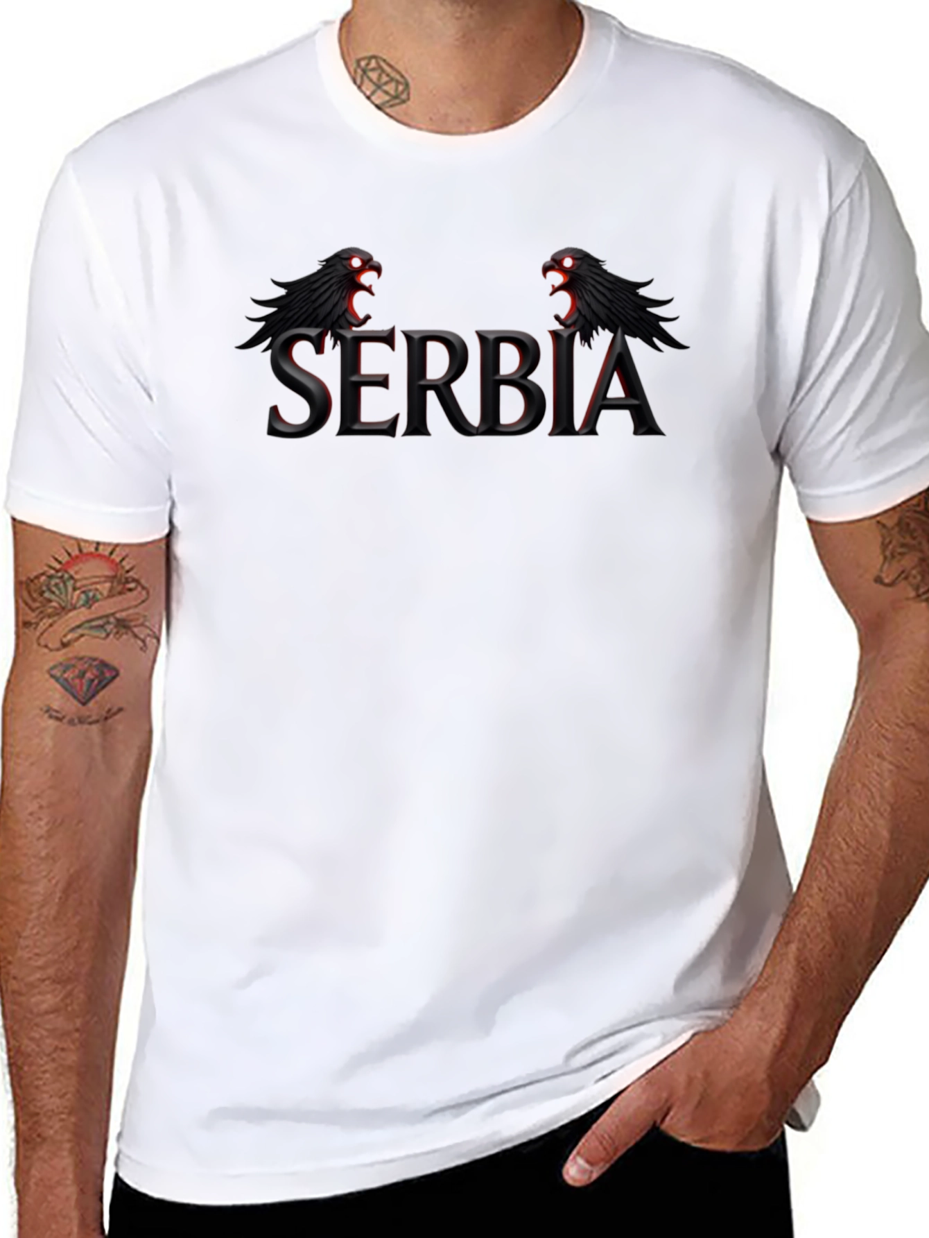 Serbia Eagle Graphic Black T-Shirt