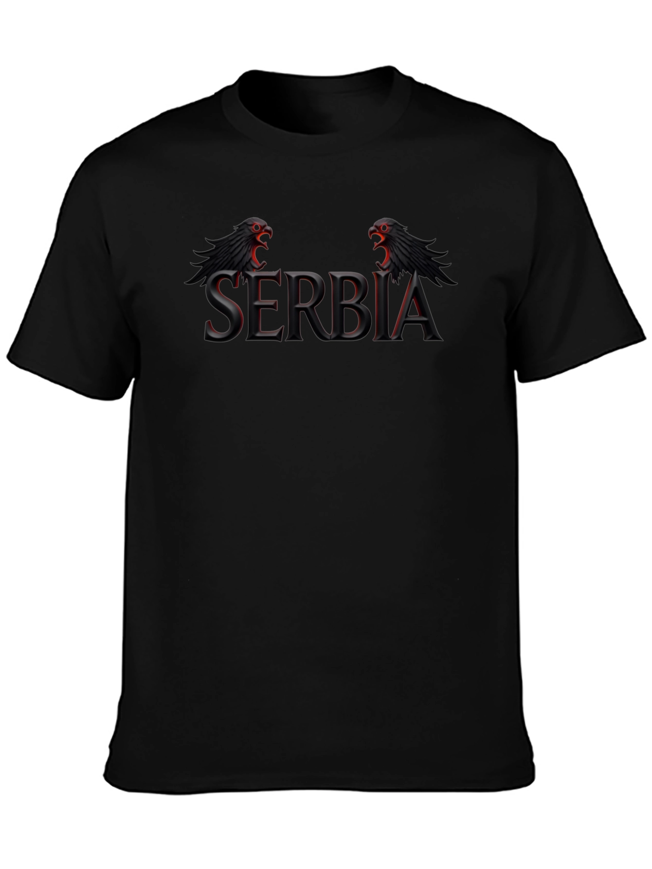 Serbia Eagle Graphic Black T-Shirt