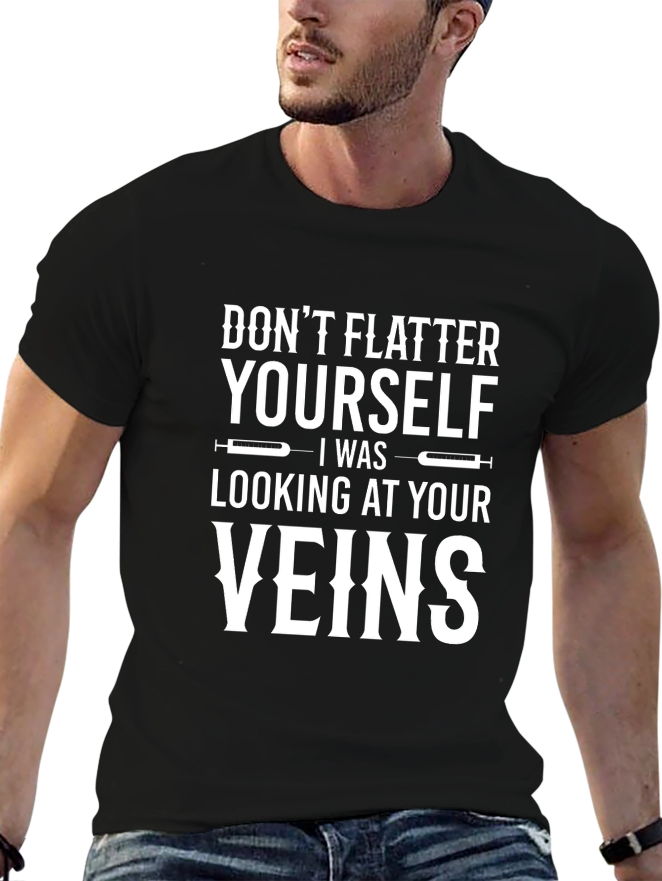 Funny Veins Graphic Black T-Shirt