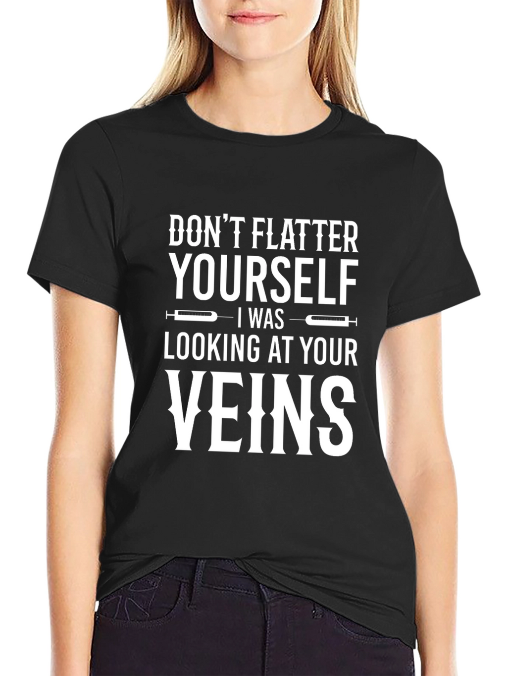 Funny Veins Graphic Black T-Shirt