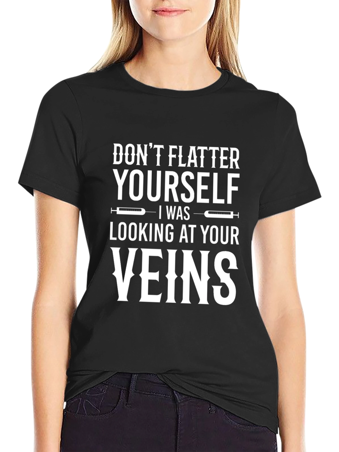 Funny Veins Graphic Black T-Shirt