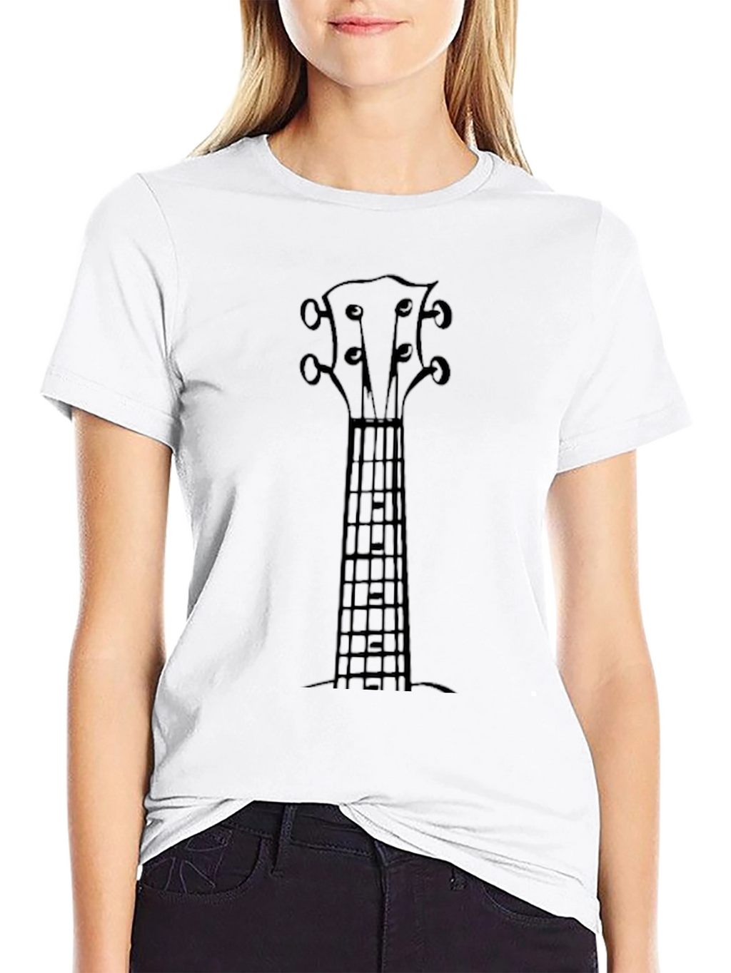 Ukulele Neck Graphic Tee - Musicians Black T-Shirt