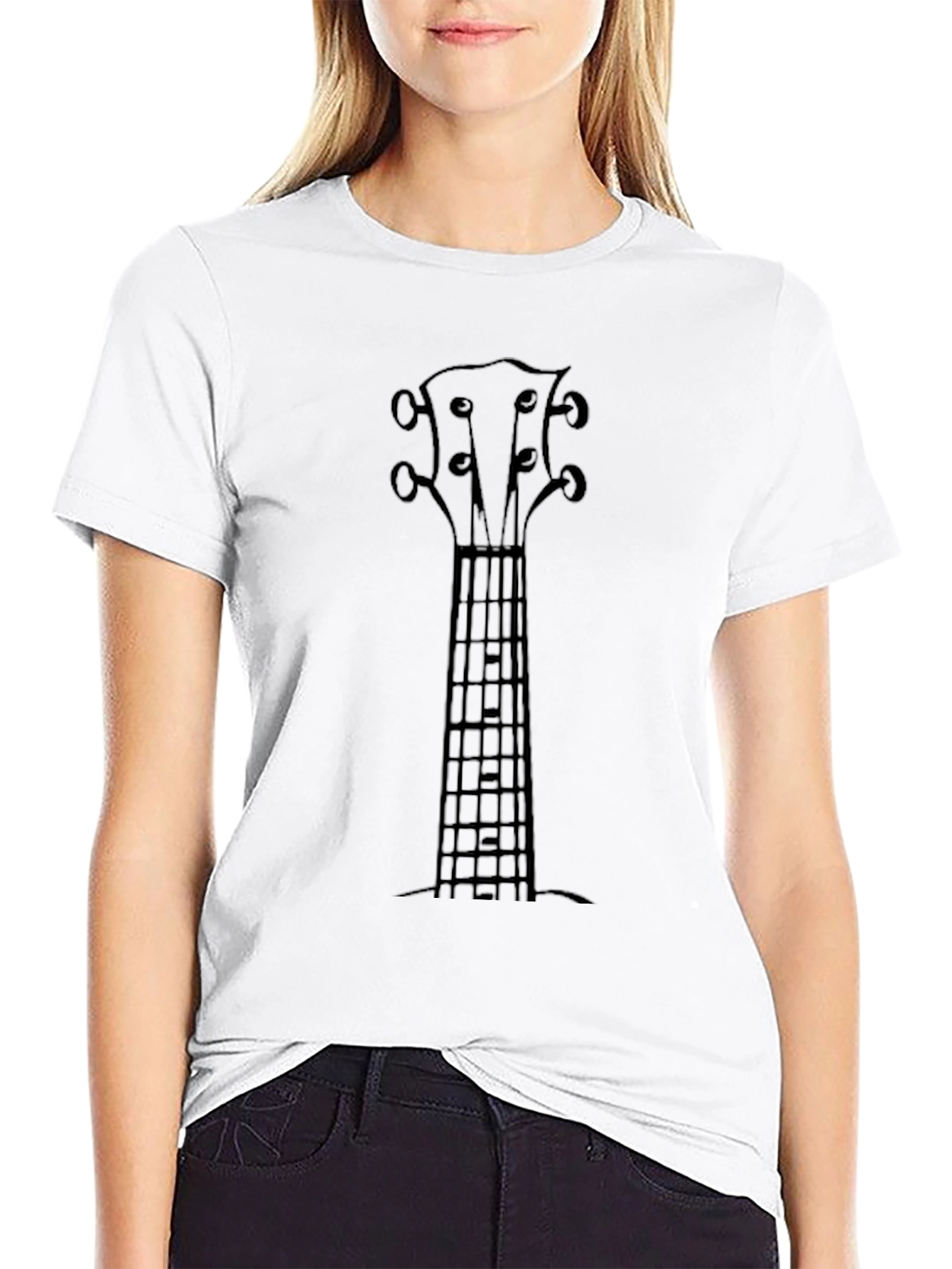 Ukulele Neck Graphic Tee - Musicians Black T-Shirt