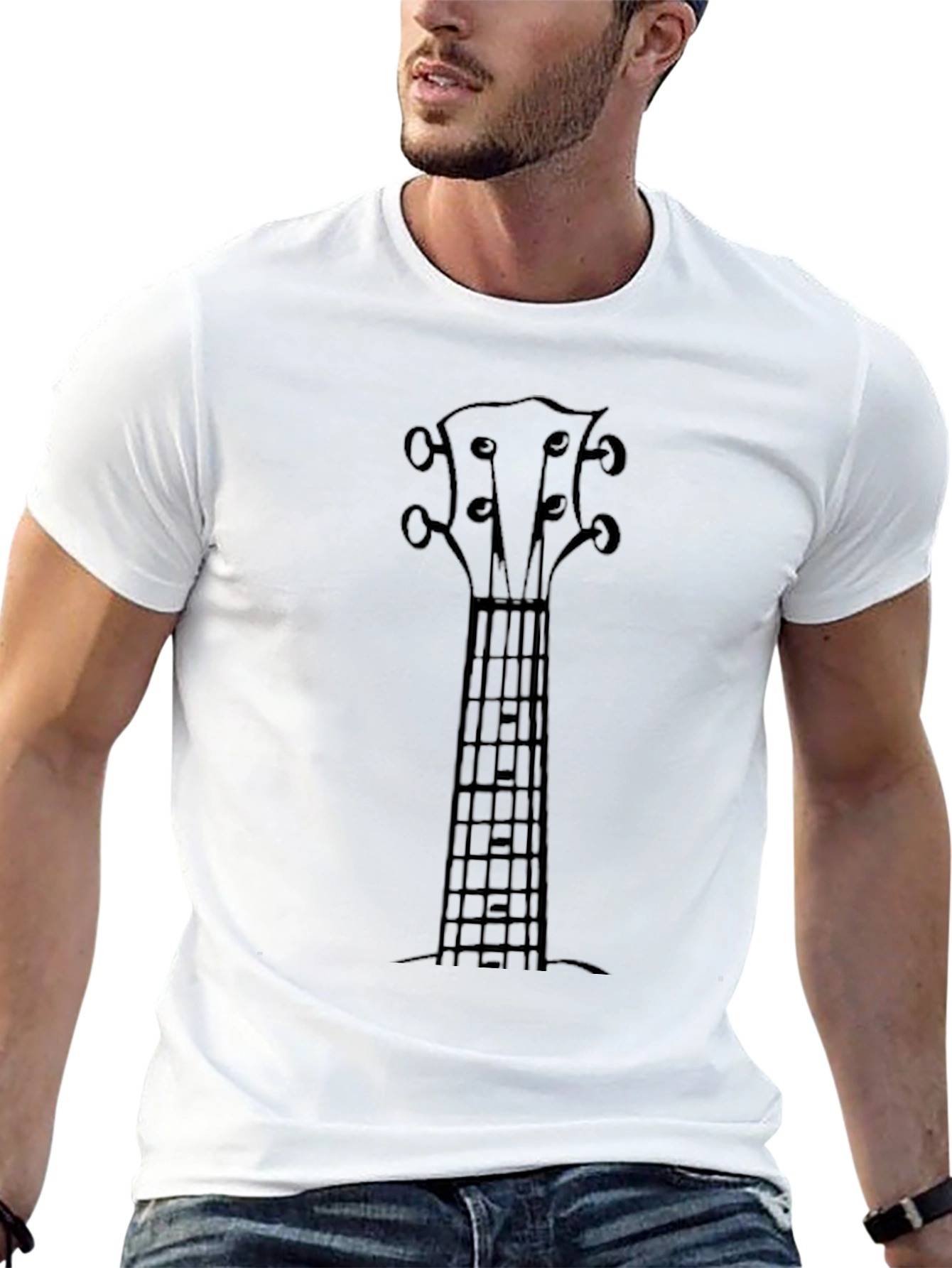 Ukulele Neck Graphic Tee - Musicians Black T-Shirt