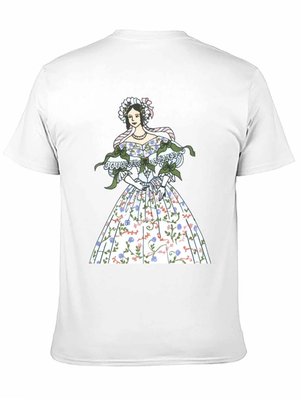 Elegant Floral Dress Graphic Tee - Black