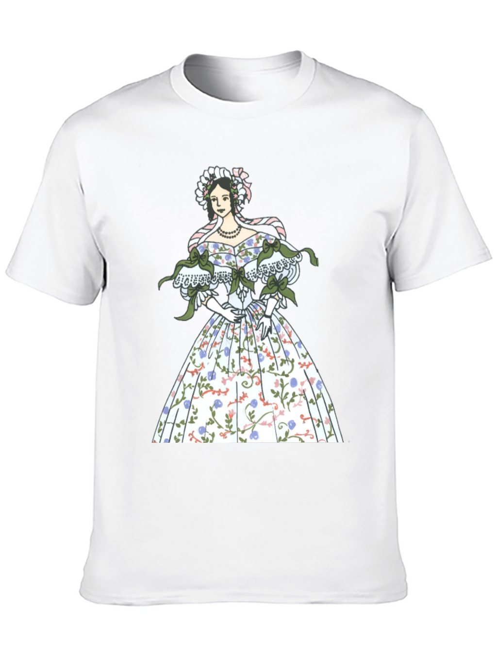 Elegant Floral Dress Graphic Tee - Black