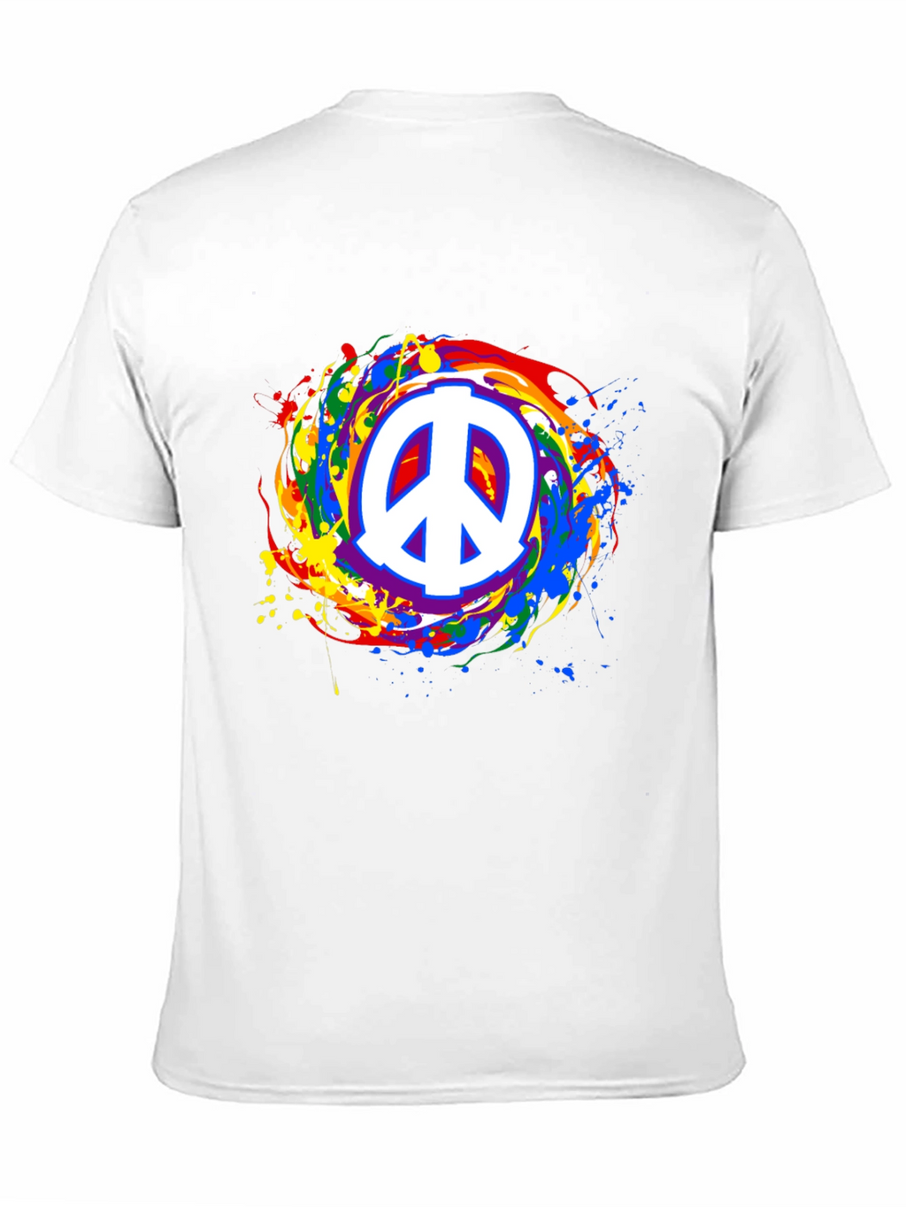 Peace Sign Rainbow Splatter Black T-Shirt