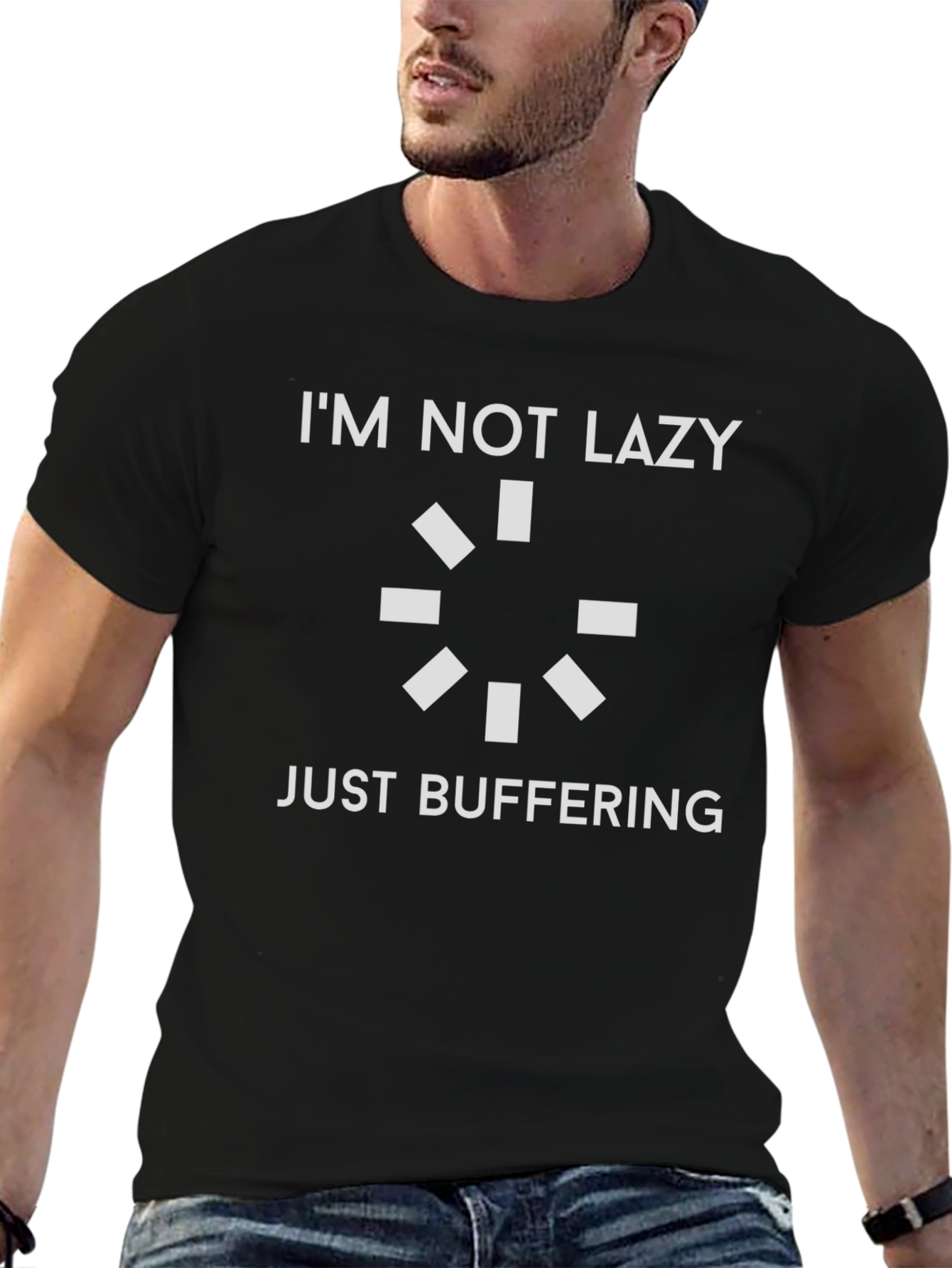 Im Not Lazy Just Buffering Graphic Tee - Black